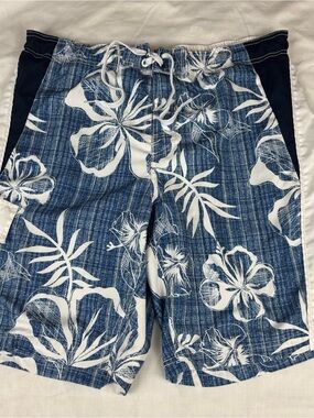 OP Blue and White Floral Hybrid Swim Shorts